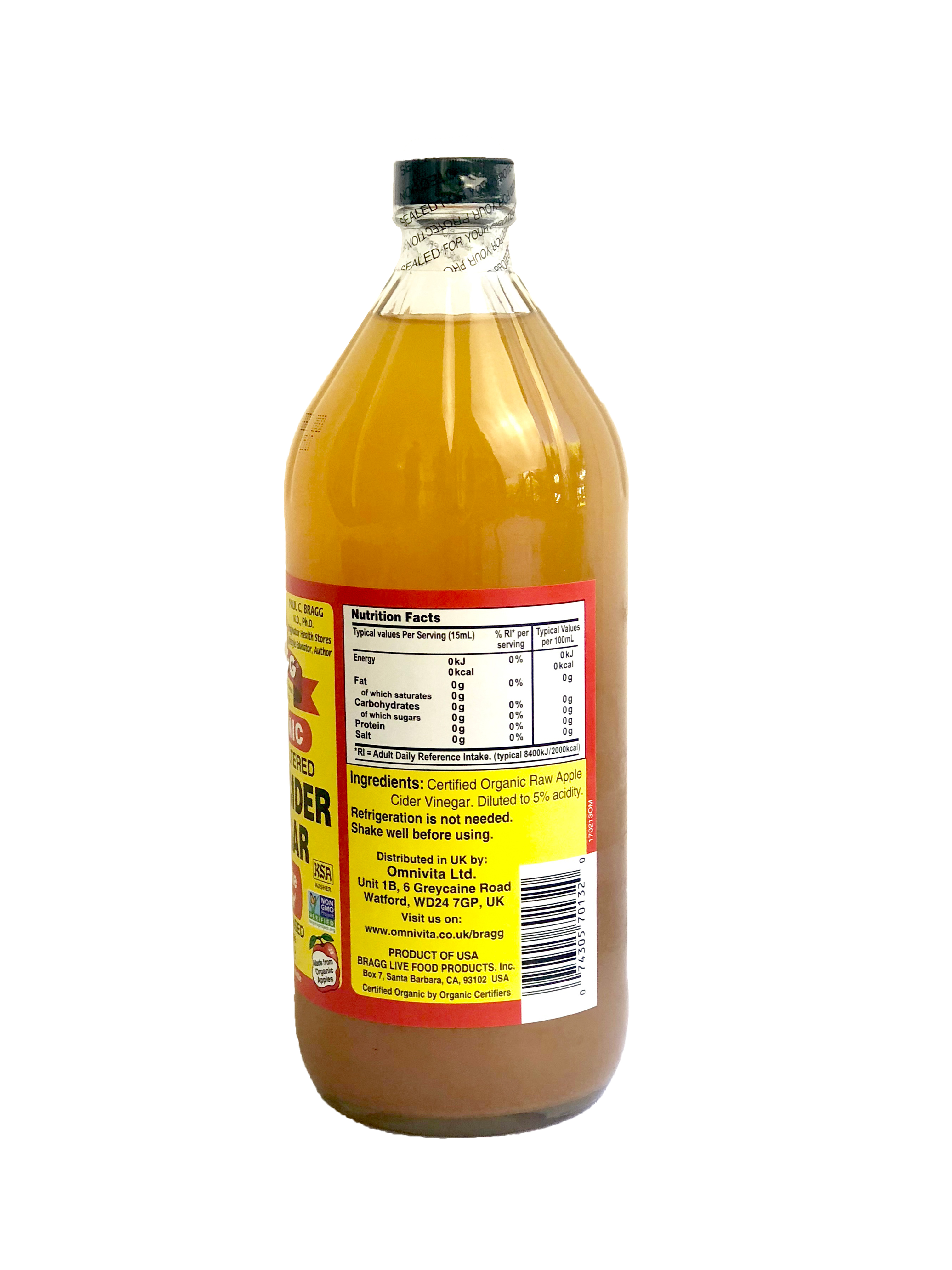 Bragg Organic Apple Cider Vinegar 946ml Omninatural